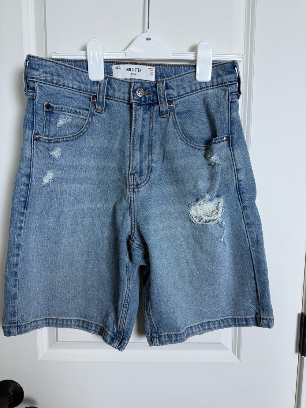 Hollister Light Wash Distressed Men's Denim Shorts